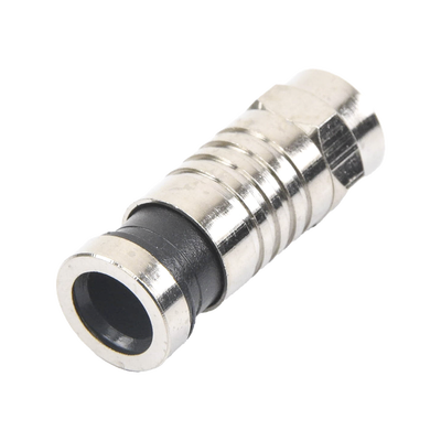 Conector F Macho de Compresión para cable RG-59, Cuerpo de Bronce Niquelado.
