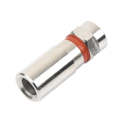 Conector F Macho de Compresión, Metálico para cable RG-59, Cuerpo de Bronce Niquelado.