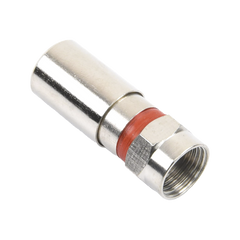 Conector F Macho de Compresión, Metálico para cable RG-59, Cuerpo de Bronce Niquelado.