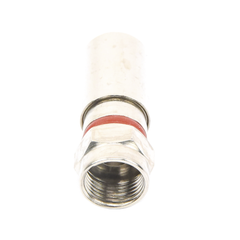 Conector F Macho de Compresión, Metálico para cable RG-6, Cuerpo de Bronce Niquelado.
