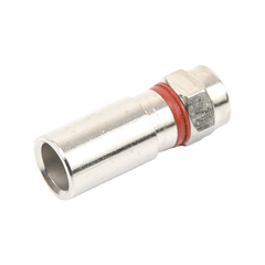 Conector F Macho de Compresión, Metálico para cable RG-6, Cuerpo de Bronce Niquelado.