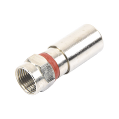 Conector F Macho de Compresión, Metálico para cable RG-6, Cuerpo de Bronce Niquelado.