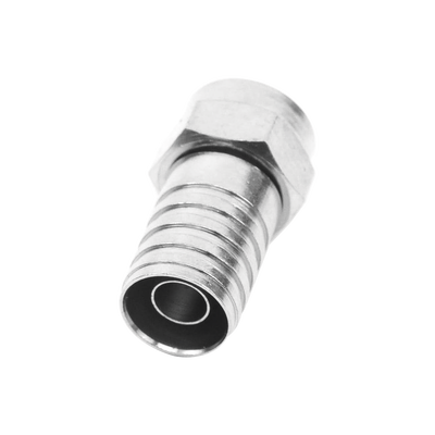 Conector F Macho, Plegable de Doble Blindaje para cable RG-59, Cuerpo de Bronce Niquelado.