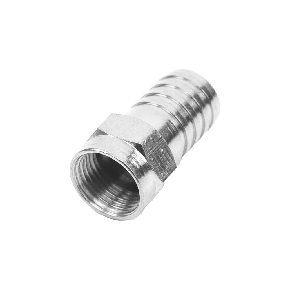 Conector F Macho, Plegable de Doble Blindaje para cable RG-59, Cuerpo de Bronce Niquelado.