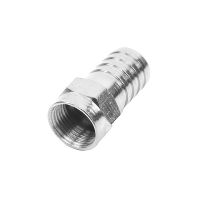 Conector F Macho, Plegable de Doble Blindaje para cable RG-59, Cuerpo de Bronce Niquelado.