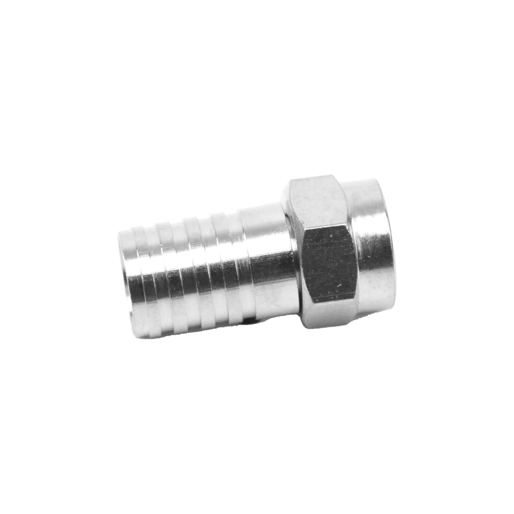 Conector F Macho, Plegable de Doble Blindaje para cable RG-59, Cuerpo de Bronce Niquelado.