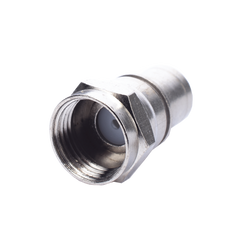 Conector F Macho Plegable, Con PIN para Cable RG-59, Cuerpo de Bronce Niquelado.