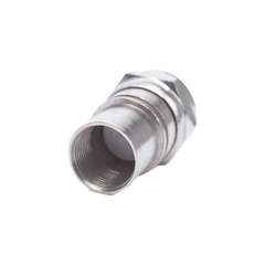 Conector F Macho, Plegable con PIN para Cable RG-6, Cuerpo de Bronce Niquelado.