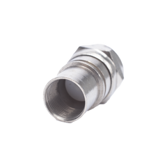 Conector F Macho, Plegable con PIN para Cable RG-6, Cuerpo de Bronce Niquelado.