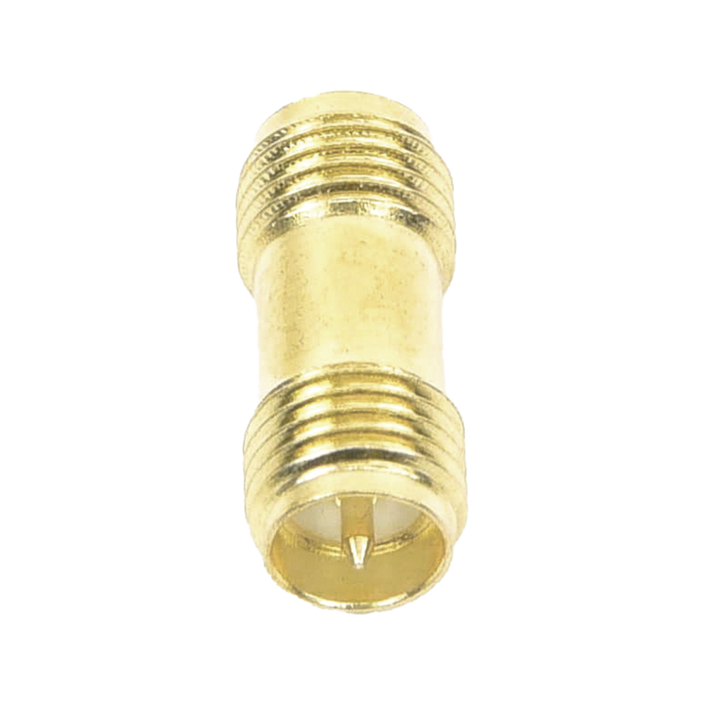 Adaptador Barril de SMA Hembra Inverso a SMA Hembra Inverso, Oro/ Oro/ Teflón,