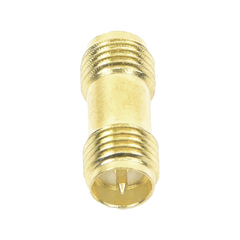 Adaptador Barril de SMA Hembra Inverso a SMA Hembra Inverso, Oro/ Oro/ Teflón,