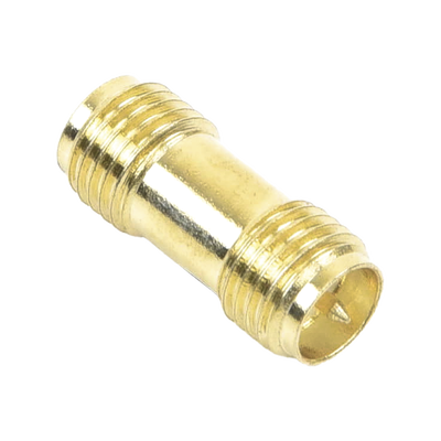 Adaptador Barril de SMA Hembra Inverso a SMA Hembra Inverso, Oro/ Oro/ Teflón,