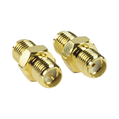 Adaptador en Línea de Conector SMA Hembra Inverso a SMA Hembra, Oro/ Oro/ Teflón,