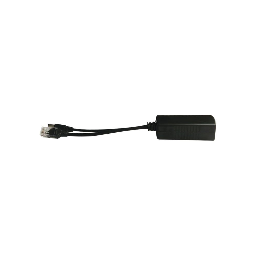 Cable divisor PoE pasivo de 48-55 Vcc @ 12 Vcc, 2 A. Aplicaciones como adaptar micrófonos en cámaras IP