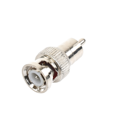 Adaptador en línea para 75 Ohm, de conector BNC macho a RCA macho en aplicaciones de Audio-Video para cámaras, monitores y DVR´s.