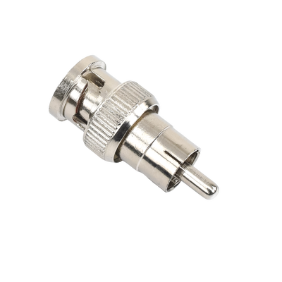 Adaptador en línea para 75 Ohm, de conector BNC macho a RCA macho en aplicaciones de Audio-Video para cámaras, monitores y DVR´s.