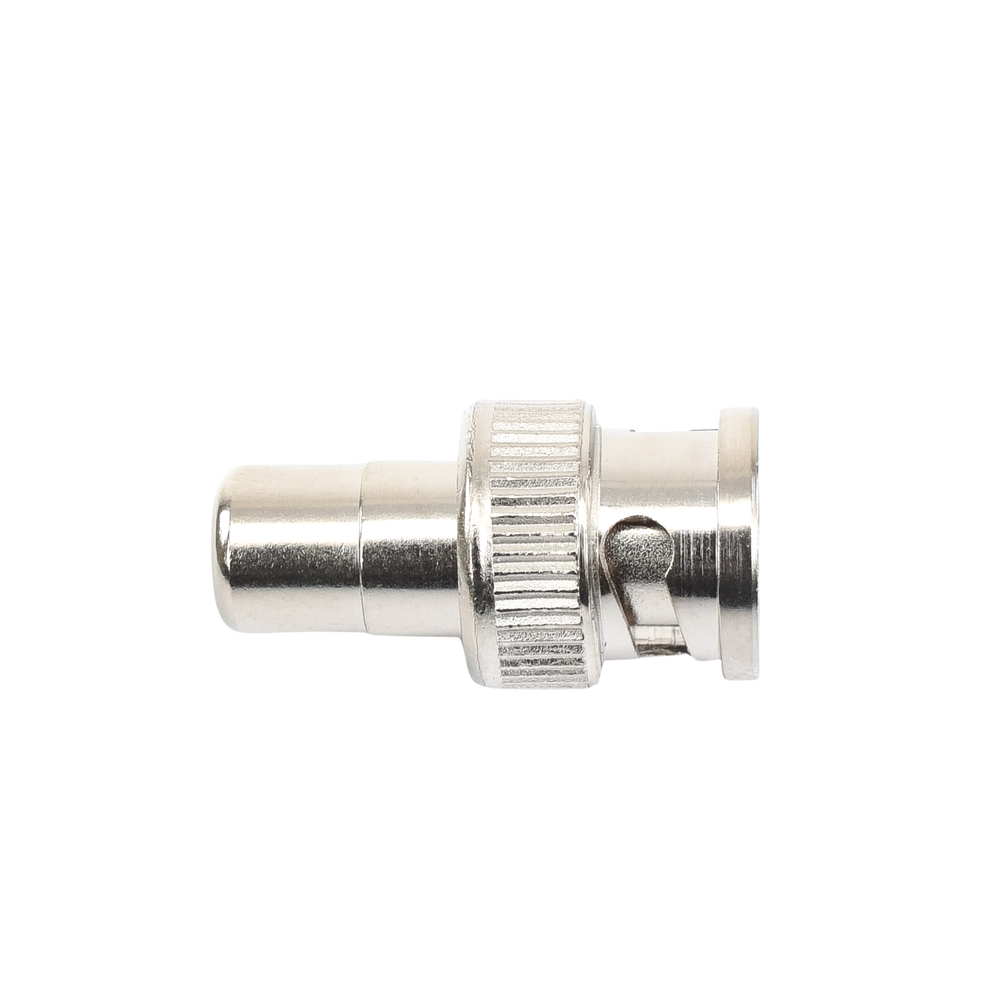 Adaptador en Línea para 75 Ohm, de Conector BNC Macho a RCA Hembra en Aplicaciones de Audio-Video para Cámaras, Monitores y DVR's.