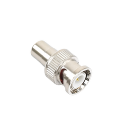 Adaptador en Línea para 75 Ohm, de Conector BNC Macho a RCA Hembra en Aplicaciones de Audio-Video para Cámaras, Monitores y DVR's.