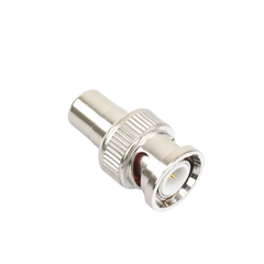 Adaptador en línea para 75 Ohm, de conector BNC macho a RCA hembra en aplicaciones de Audio-Video para cámaras, monitores y DVR´s.