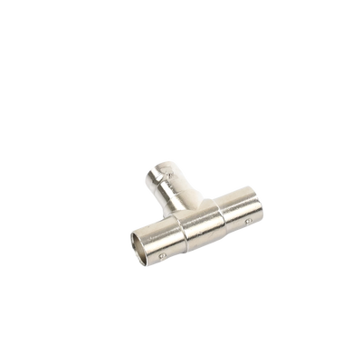 Adaptador en T para 75 Ohm de triple conectores BNC Hembras, Níquel/ Oro/ Teflón.