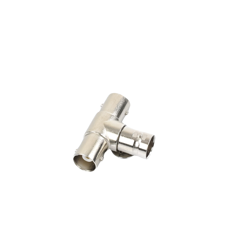 Adaptador en T para 75 Ohm de triple conectores BNC Hembras, Níquel/ Oro/ Teflón.