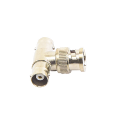 Adaptador en T para 75 Ohm de Conector BNC Macho a Doble BNC Hembra, Níquel/ Oro/ Teflón.