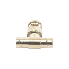 Adaptador en T para 75 Ohm de Conector BNC Macho a Doble BNC Hembra, Níquel/ Oro/ Teflón.