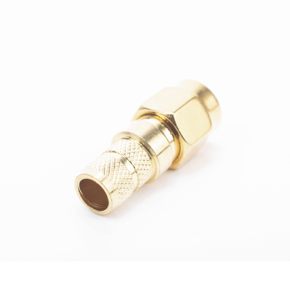 Conector SMA Macho Inverso de Anillo Plegable para Cables RG-8/X, LMR-240, 9258, Oro/ Oro/ Teflón.â€&lsaquo;