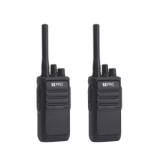Par de Radios Portátiles Analógicos UHF 400-470 MHz / 2W / 16 Canales / Preconfigurados de Fábrica / VOX Manos Libres / Batería 6-8 hrs c/u / Listos para Usar