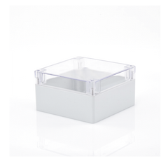 Gabinete Plástico para Exterior (IP65) de 160 x 160 x 90 mm Cierre por Tornillos Tapa Transparente.