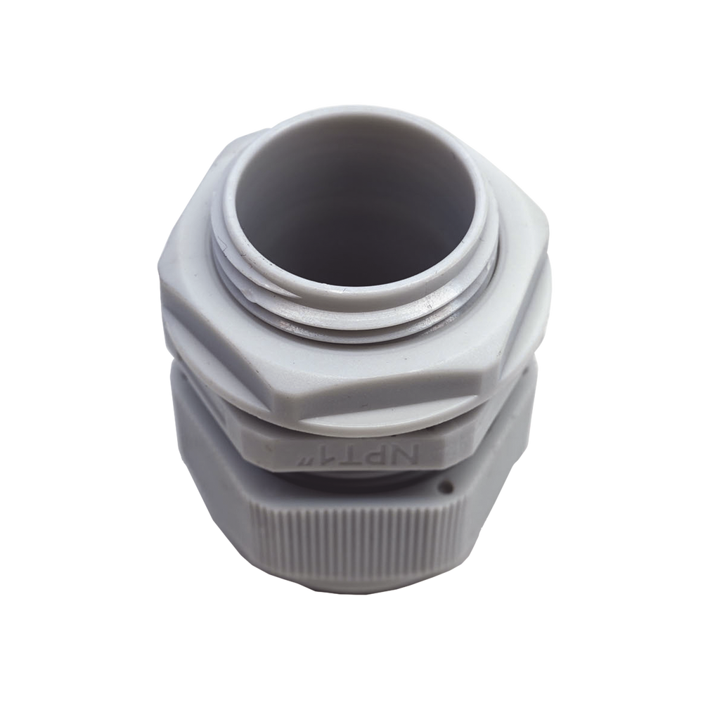 Conector Plástico Blanco Tipo Glándula para Rosca NPT 1"