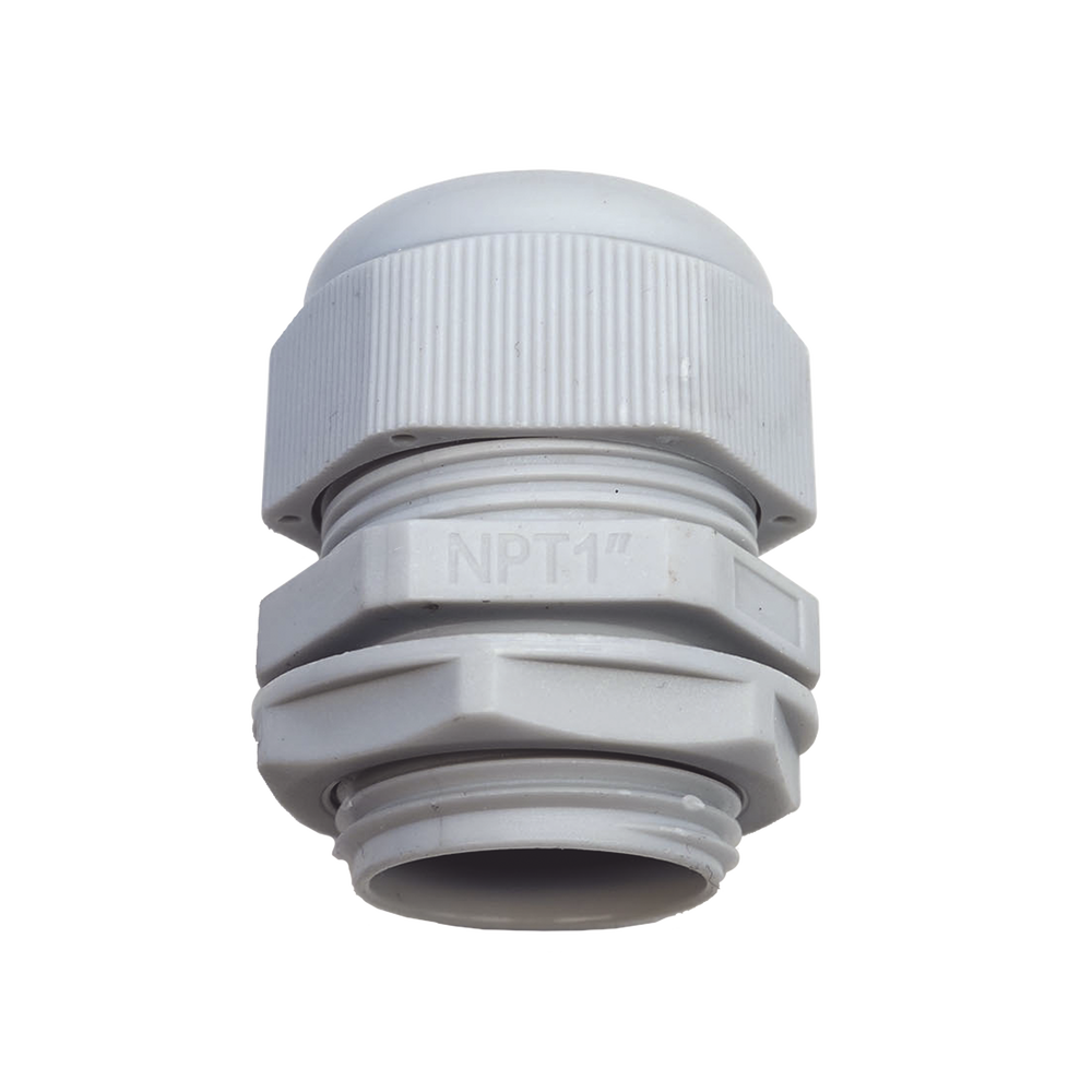 Conector Plástico Blanco Tipo Glándula para Rosca NPT 1"