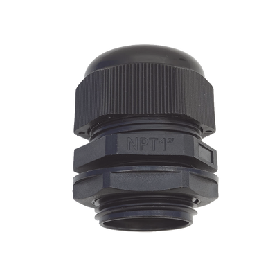 Conector Plástico Negro Tipo Glándula para Rosca NPT 1"