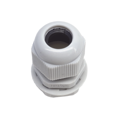 Conector Plástico Blanco Tipo Glándula para Rosca NPT 1/2"
