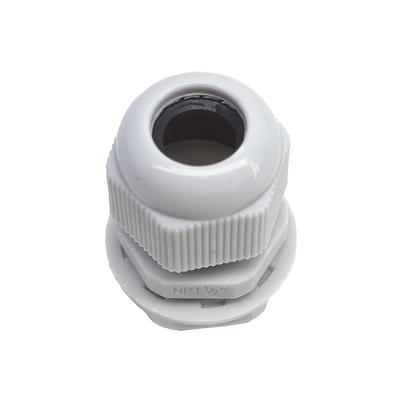 Conector Plástico Blanco Tipo Glándula para Rosca NPT 1/2"
