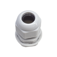 Conector Plástico Blanco Tipo Glándula para Rosca NPT 1/2"