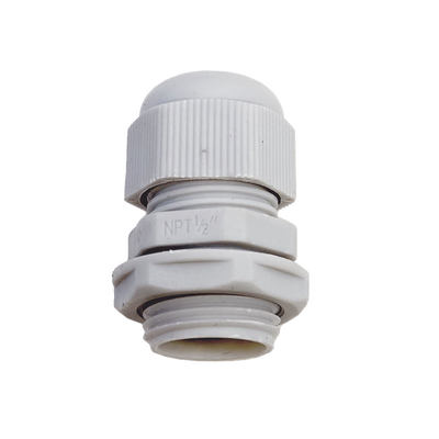 Conector Plástico Blanco Tipo Glándula para Rosca NPT 1/2"