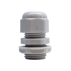 Conector Plástico Blanco Tipo Glándula para Rosca NPT 1/2"