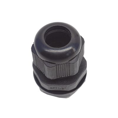 Conector Plástico Negro Tipo Glándula para Rosca NPT 1/2"