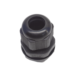 Conector Plástico Negro Tipo Glándula para Rosca NPT 1/2"