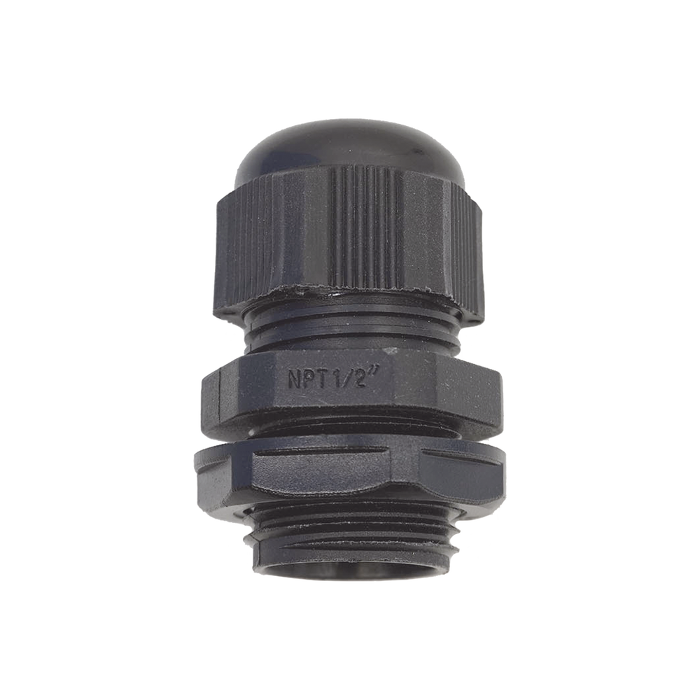 Conector Plástico Negro Tipo Glándula para Rosca NPT 1/2"