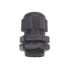 Conector Plástico Negro Tipo Glándula para Rosca NPT 1/2"