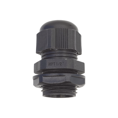 Conector Plástico Negro Tipo Glándula para Rosca NPT 1/2"