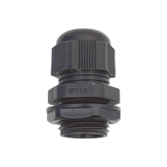 Conector Plástico Negro Tipo Glándula para Rosca NPT 1/2"