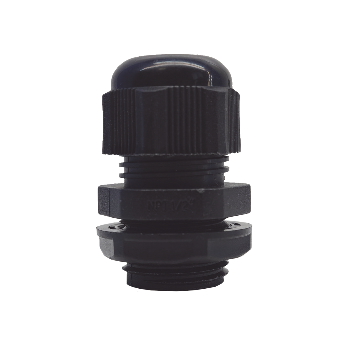 Conector Plástico Negro Tipo Glándula para Rosca NPT 1/2"