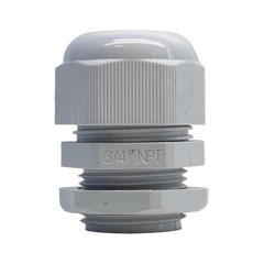 Conector Plástico Blanco Tipo Glándula para Rosca NPT 3/4"