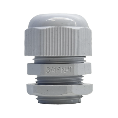 Conector Plástico Blanco Tipo Glándula para Rosca NPT 3/4"