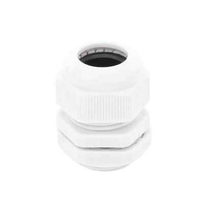 Conector Plástico Blanco Tipo Glándula para Rosca NPT 3/4"