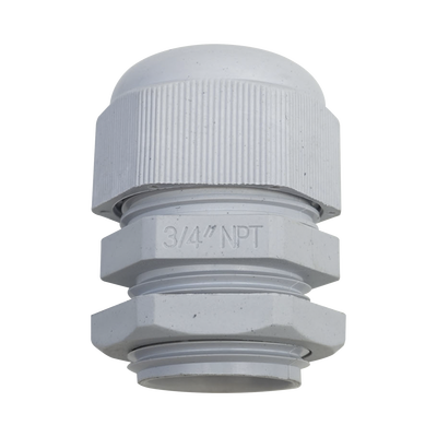 Conector Plástico Blanco Tipo Glándula para Rosca NPT 3/4"