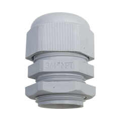 Conector Plástico Blanco Tipo Glándula para Rosca NPT 3/4"